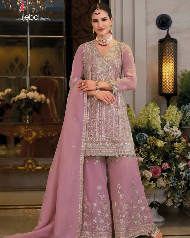 Eba Nayaab Designer Violet Color Shimmer Embroidered Salwar Suits Collection