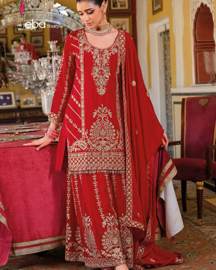 Eba Sundari Chinon Readymade Suit With Embroidery Work