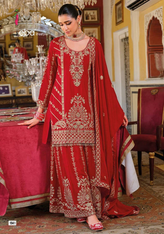 Eba Sundari Chinon Readymade Suit With Embroidery Work