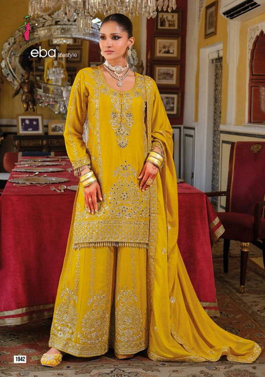 Eba Sundari Chinon Readymade Suit With Embroidery Work 2025