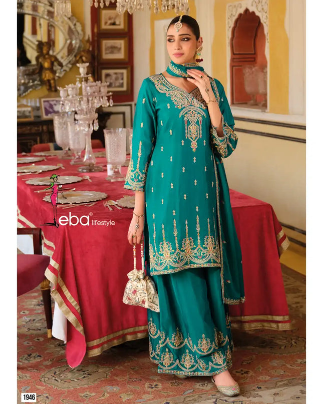Eba Chhavi Chinon Sharara Suit Diwali
