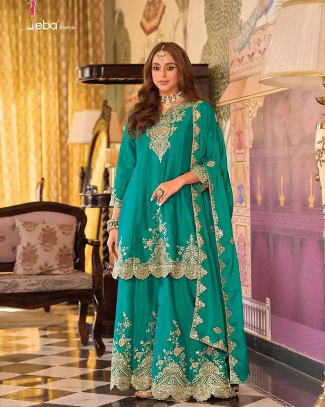 Eba Kalista Chinon Diwali Special Salwar Suit With Embroidery Work
