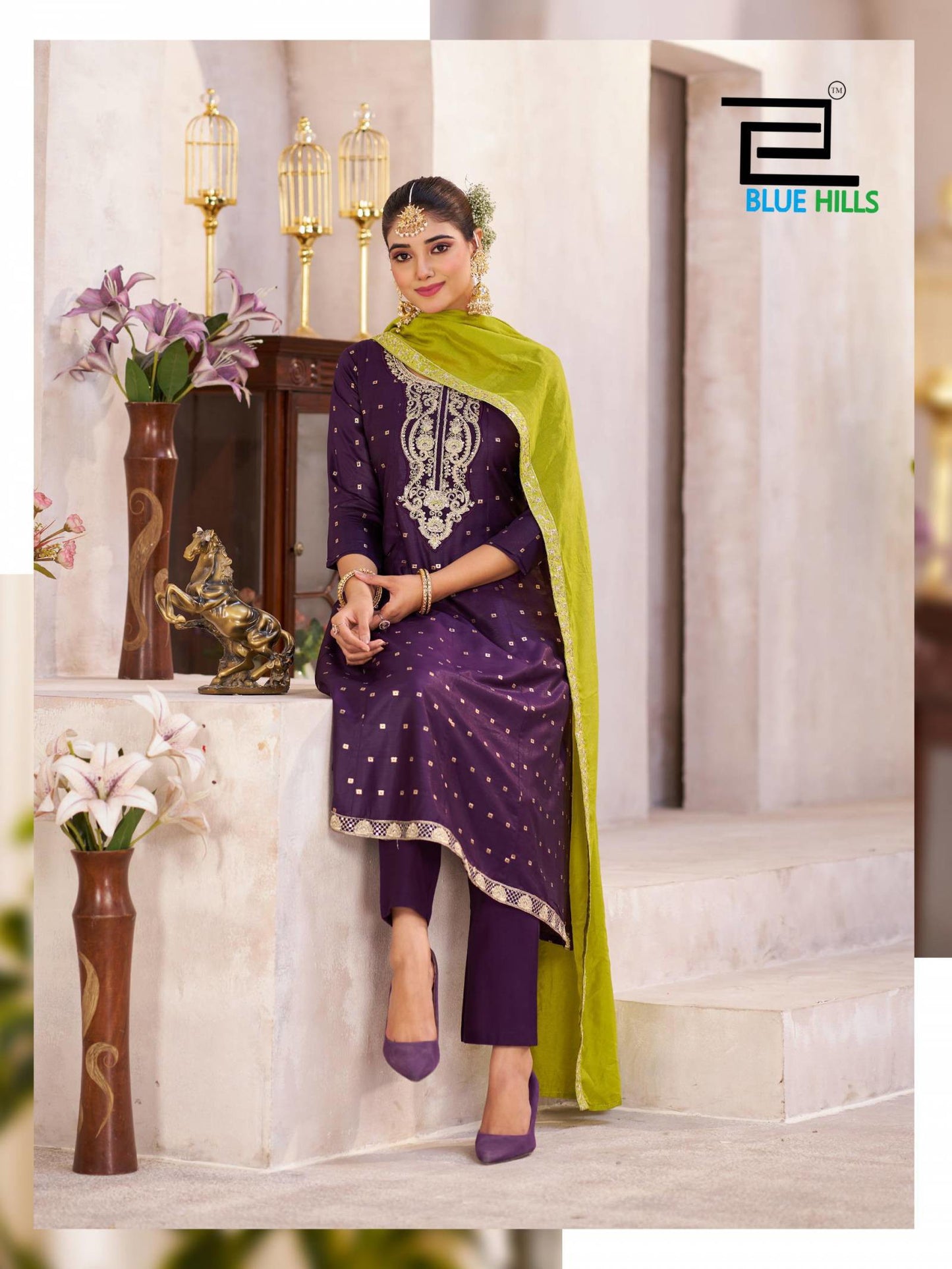 Blue Hills Sindoor Vol 3 Chanderi Cotton Anarkali Dress plush Size Latest Collection