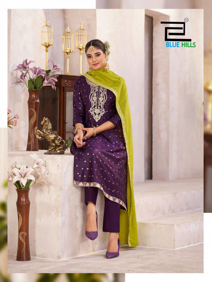 Blue Hills Sindoor Vol 3 Chanderi Cotton Anarkali Dress plush Size Latest Collection