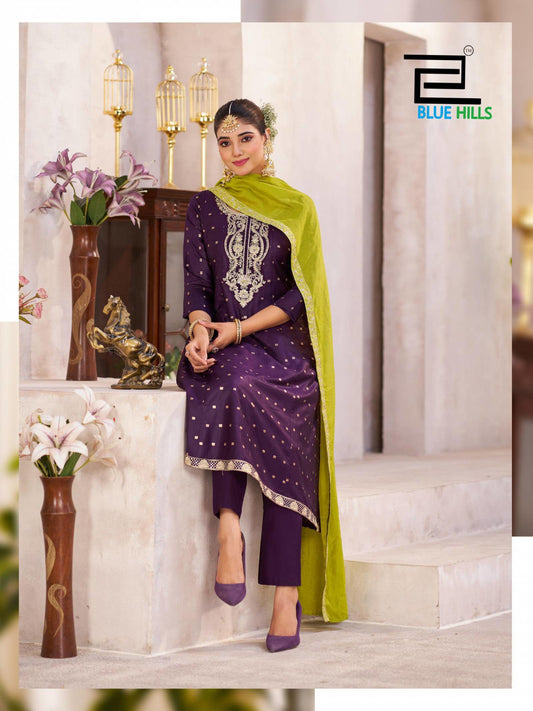 Blue Hills Sindoor Vol 3 Chanderi Cotton Anarkali Dress plush Size Latest Collection