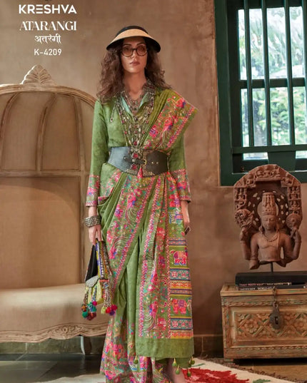 Kreshva Atrangi Silk Designer Printed Sari Party Wear Collection