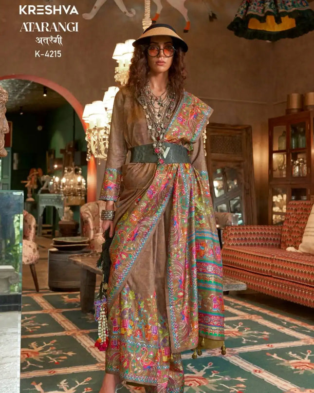 Kreshva Atrangi Silk Designer Printed Sari Party Wear Collection 2025