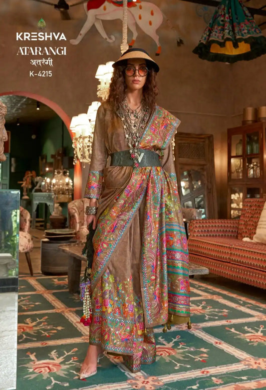 Kreshva Atrangi Silk Designer Printed Sari Party Wear Collection 2025