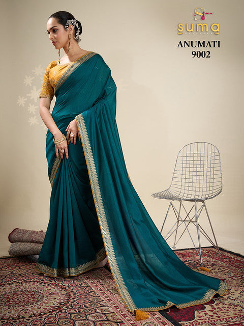 Suma Anumati Vichitra Embroidery Work 9002 Party Wear Saree Collection