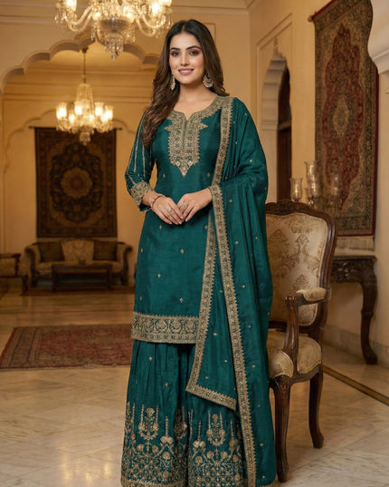 KB 3311 Heavy Chinon Sequence Embroidery Sharara Suit