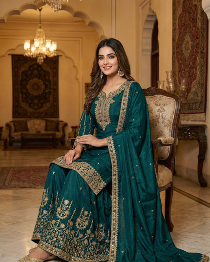 KB 3311 Heavy Chinon Sequence Embroidery Sharara Suit