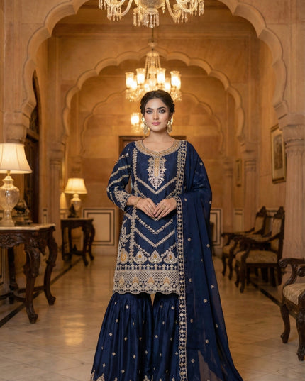 KB 3314 Heavy Chinon Embroidery Wedding Sharara Suit
