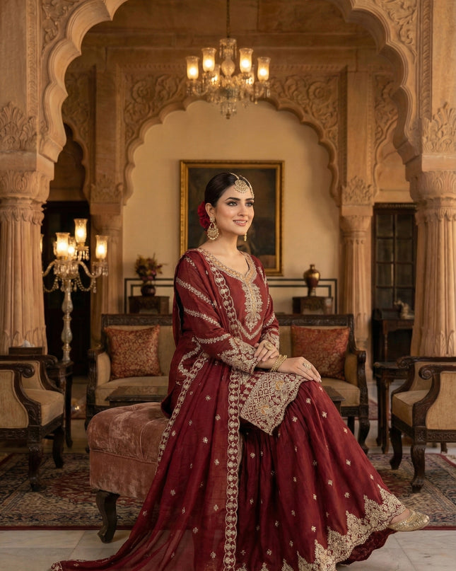 KB 3314 Heavy Chinon Designer Wedding Sharara Suit