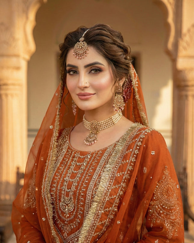 KB 3315 Orange Heavy Georgette Sharara Suit Wedding Collection