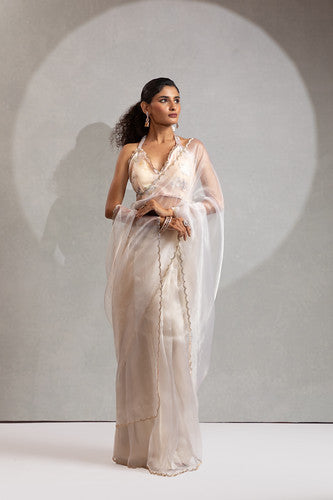 Akshaya 110D Organza Diamond Lace Work Party wear Saree Collection