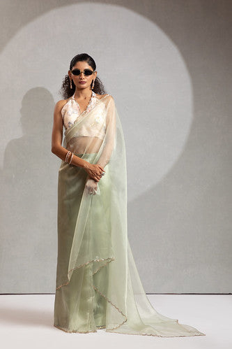 Akshaya 110C Organza Diamond Lace Work Party wear Saree