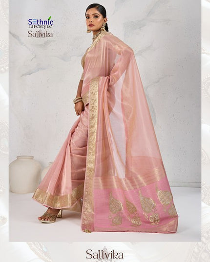 Sethnic Sattvika Tissue Linen Lace Work 9001 Festival Wear Saree