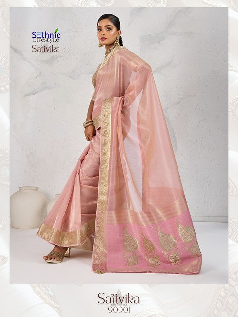 Sethnic Sattvika Tissue Linen Lace Work 9001 Festival Wear Saree