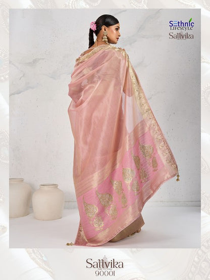 Sethnic Sattvika Tissue Linen Lace Work 9001 Festival Wear Saree