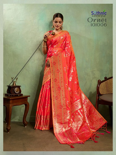 Sethnic Ornet Dual Tone Banarasi Silk 101006 Unifrom wear Saree 2025