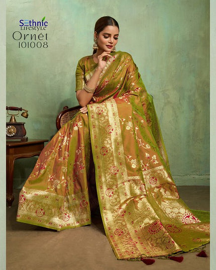 Sethnic Ornet Dual Tone Banarasi Silk 101008 Festival wear Saree Collection
