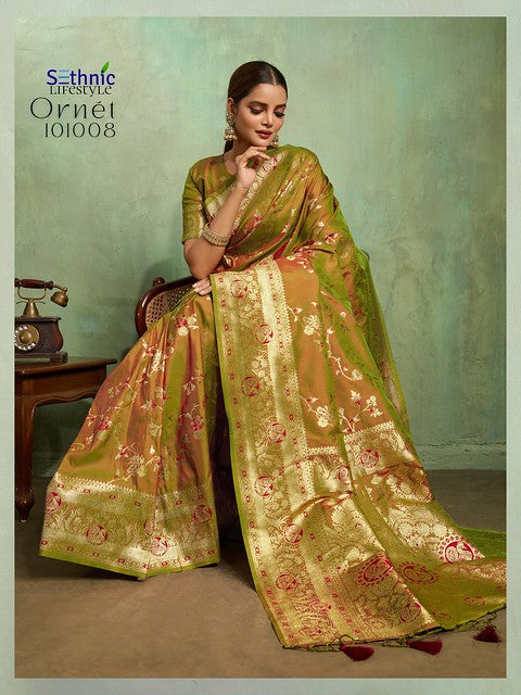 Sethnic Ornet Dual Tone Banarasi Silk 101008 Festival wear Saree Collection