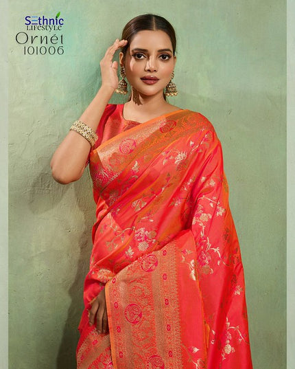 Sethnic Ornet Dual Tone Banarasi Silk 101006 Unifrom wear Saree 2025