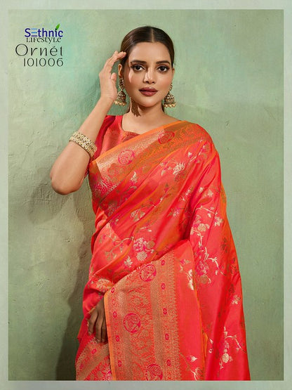 Sethnic Ornet Dual Tone Banarasi Silk 101006 Unifrom wear Saree 2025