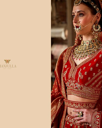 Manjulla Dulhan Vol 3 Bridal Red Tone Silk Heavy Lehenga Choli Collection