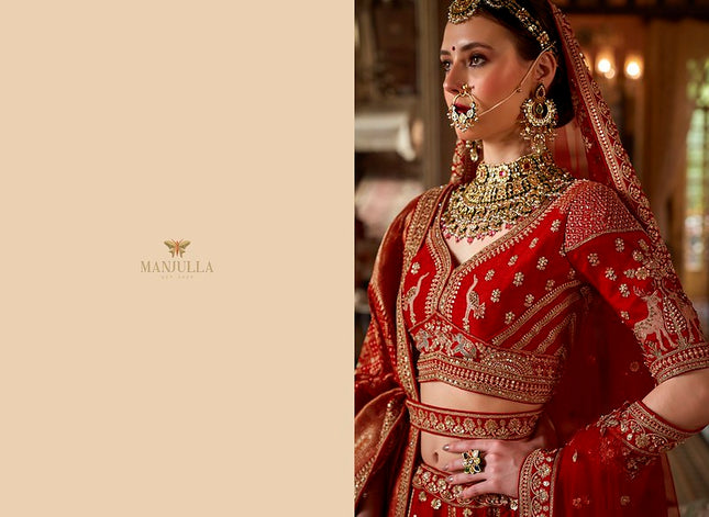 Manjulla Dulhan Vol 3 Bridal Red Tone Silk Heavy Lehenga Choli Collection