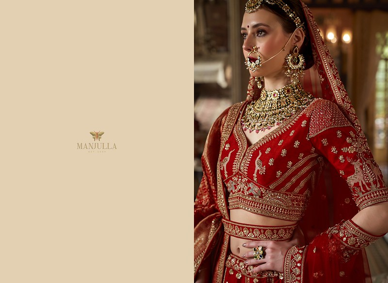 Manjulla Dulhan Vol 3 Bridal Red Tone Silk Heavy Lehenga Choli Collection