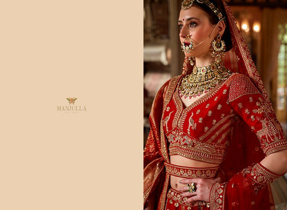 Manjulla Dulhan Vol 3 Bridal Red Tone Silk Heavy Lehenga Choli Collection