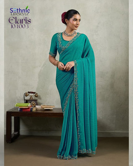 Sethnic Elaris Velvet Chiffon Pallu concept 104003 Party Wear Saree