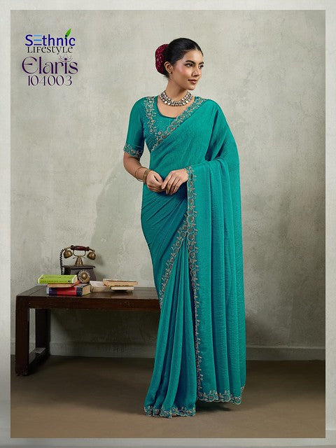 Sethnic Elaris Velvet Chiffon Pallu concept 104003 Party Wear Saree