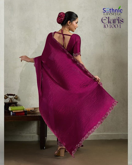 Sethnic Elaris Velvet Chiffon Pallu concept 104004 Festival Wear Saree