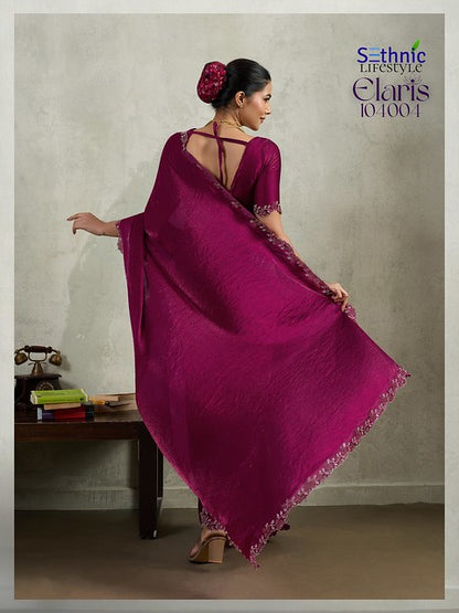 Sethnic Elaris Velvet Chiffon Pallu concept 104004 Festival Wear Saree
