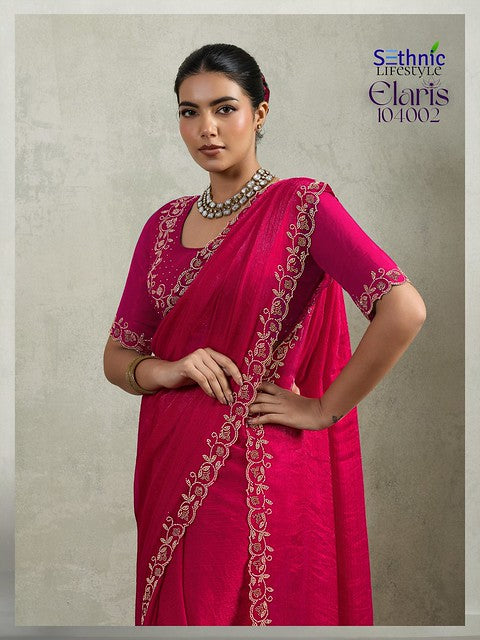 Sethnic Elaris Velvet Chiffon Pallu concept 104002 Festival Wear Saree 2025