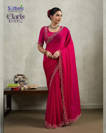 Sethnic Elaris Velvet Chiffon Pallu concept 104002 Festival Wear Saree 2025