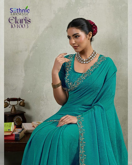 Sethnic Elaris Velvet Chiffon Pallu concept 104003 Party Wear Saree