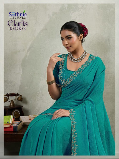 Sethnic Elaris Velvet Chiffon Pallu concept 104003 Party Wear Saree