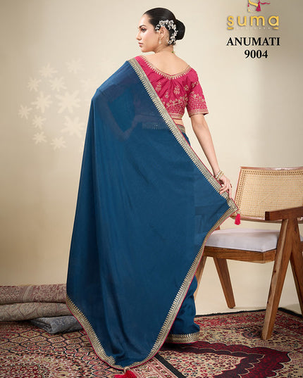Suma Anumati Vichitra Embroidery Work 9004 Party Wear Saree Trending Collection