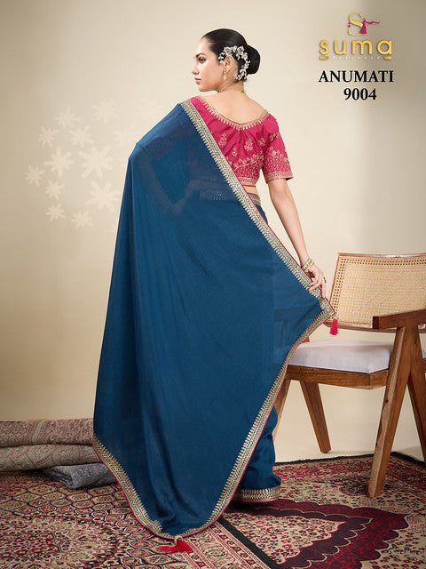 Suma Anumati Vichitra Embroidery Work 9004 Party Wear Saree Trending Collection
