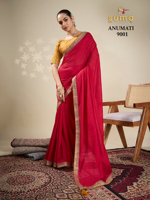 Suma Anumati Vichitra Embroidery Work 9001 Party Wear Saree