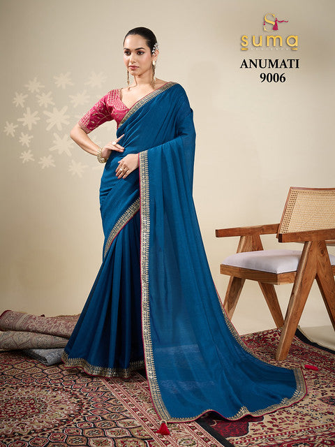Suma Anumati Vichitra Embroidery Work 9006 Festival Wear Saree Collection