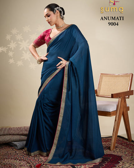 Suma Anumati Vichitra Embroidery Work 9004 Party Wear Saree Trending Collection