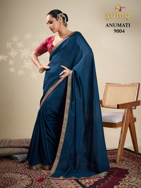 Suma Anumati Vichitra Embroidery Work 9004 Party Wear Saree Trending Collection