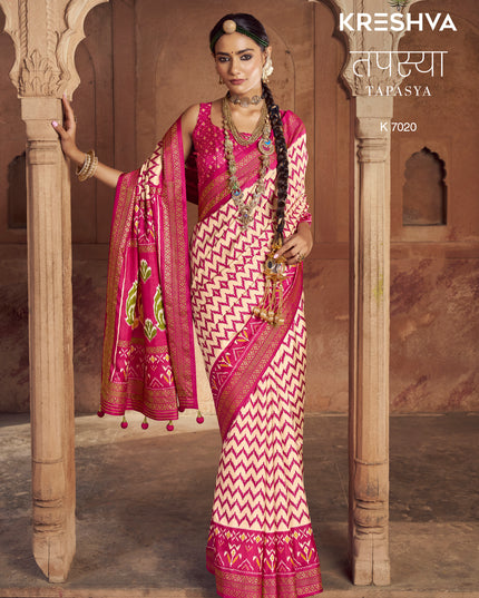 Kreshva Tapasya Mercerizer Ruby Color Sigma Silk 7020 to 7025 Saree Collection