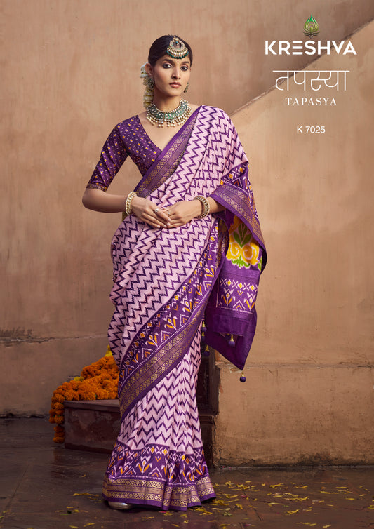 Kreshva Tapasya Mercerizer Sigma Silk 7020 to 7025 Saree Collection