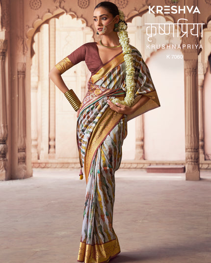 Kreshva Krushnapriya Lux P. V. Silk  Digital Print 7058 To 7065  Saree Diwali Collection