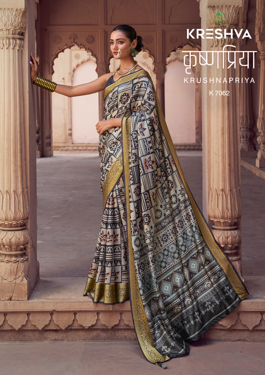 Kreshva Krushnapriya Lux P. V. Silk  Digital Print 7058 To 7065 Diwali Festival Saree